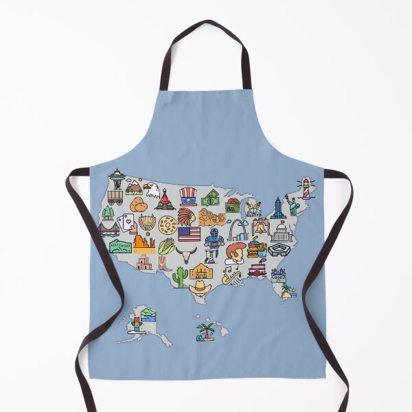 Item preview, map of USA with icons of symbols, culture and landmarks, attractions. gray designed and sold by mashmosh.