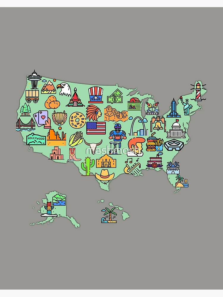 看板/サイン/ストリートサイン◆アメリカ/USA◆MAP/マップ/地図 United States Map with States, Capitals, Cities, & Highways