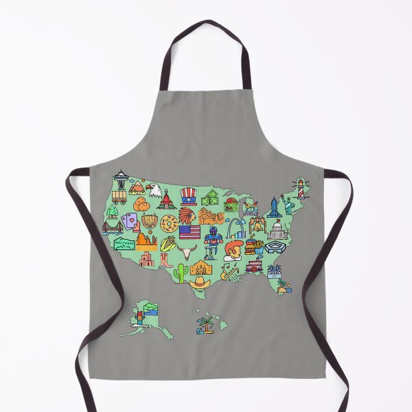 Item preview, map of USA with icons of symbols, culture and landmarks, attractions. green designed and sold by mashmosh.