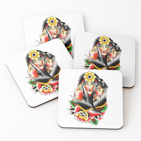 Item preview, traditional sparrow and gypsies designed and sold by LaLunaTattoo.