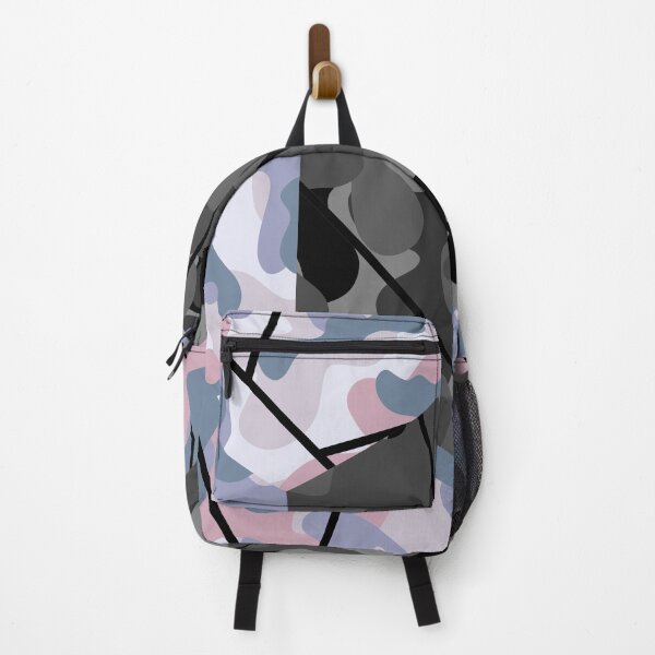 Item preview, Camouflage Hexagon - Pink Purple Blue Negative Space Camo hexagon with a Grey Camo Hexagon and Black Background designed and sold by T-RAZR.