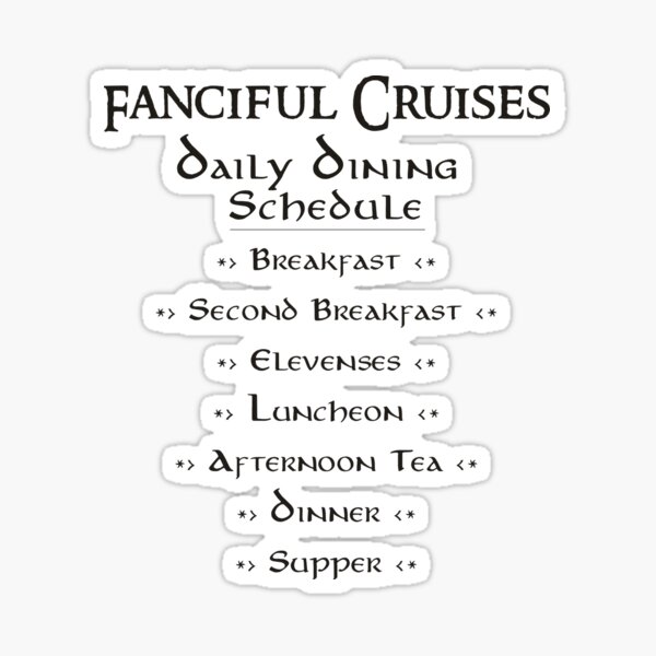 Fanciful Cruises Daily Dining Schedule Sticker