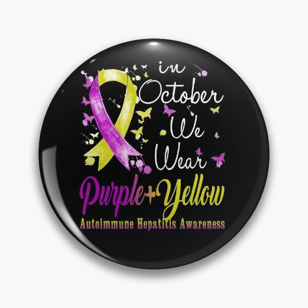 Item preview, In October We Wear Purple & Yellow Ribbon Autoimmune Hepatitis Awareness designed and sold by largellie.