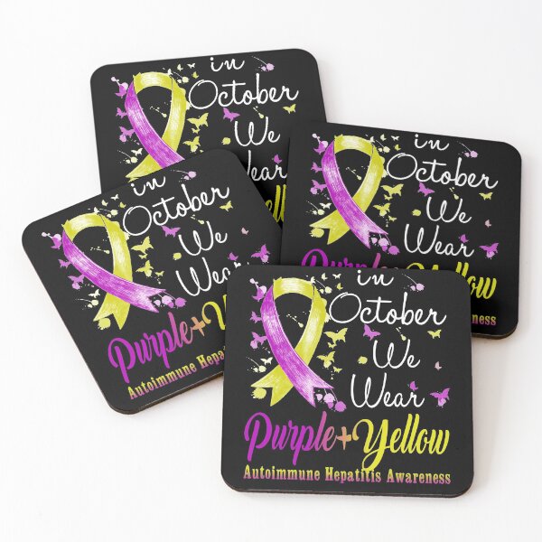 Item preview, In October We Wear Purple & Yellow Ribbon Autoimmune Hepatitis Awareness designed and sold by largellie.