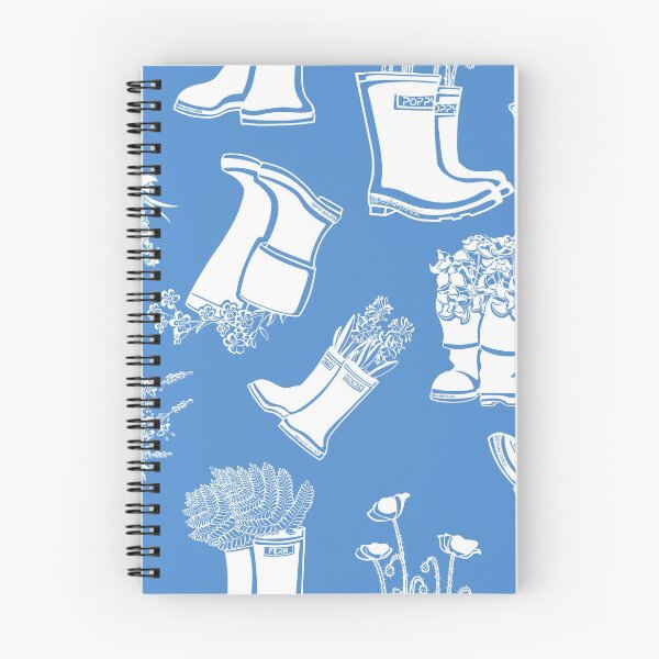 Item preview, Forget Me Not White Lineart Rain Boots designed and sold by Krystal  Thomas.