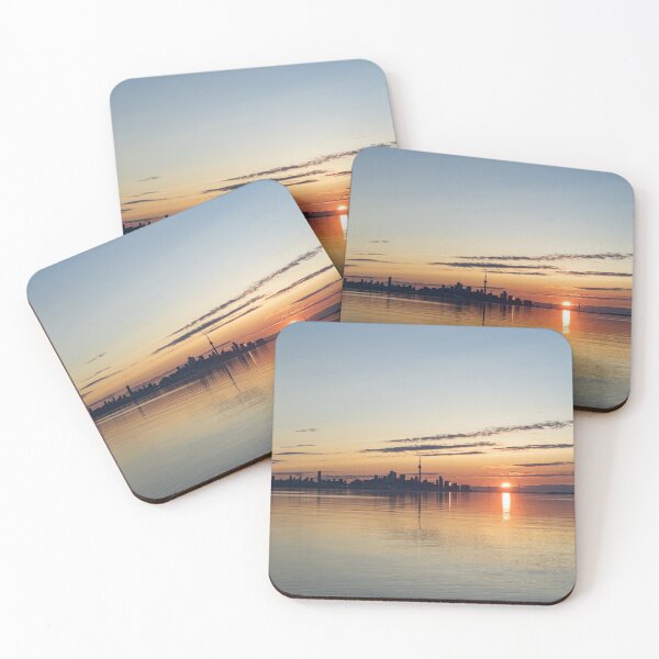 Item preview, Half a Sunrise - Toronto Skyline From Across Silky Calm Lake Ontario designed and sold by Georgia Mizuleva.