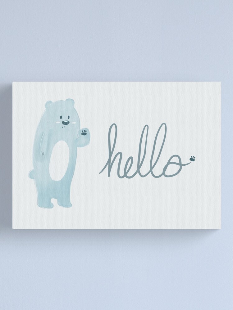 Thumbnail 1 of 3, Canvas Print, Blue Bear - watercolor Bear illustration designed and sold by Fatamimosh.