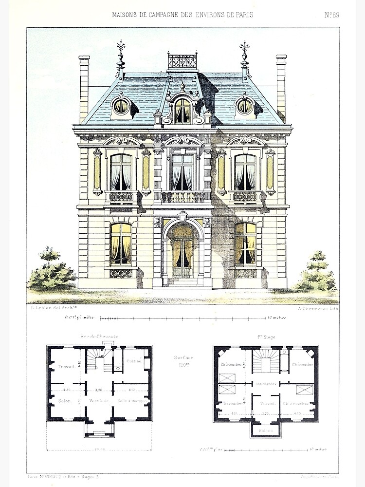 Vintage Architectural Drawing, #89 Maisons de campagne des