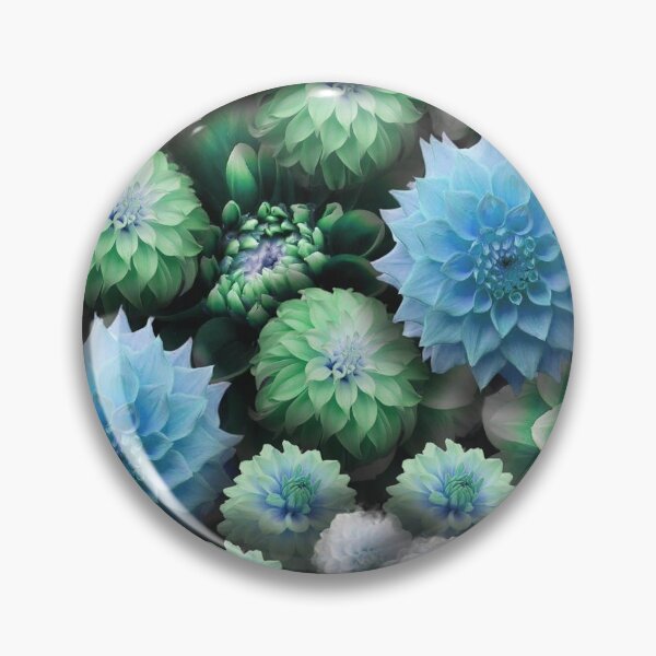 Item preview, Blue Green Dahlias designed and sold by bloomingvine.