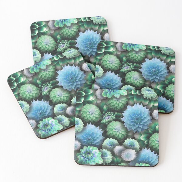 Item preview, Blue Green Dahlias designed and sold by bloomingvine.