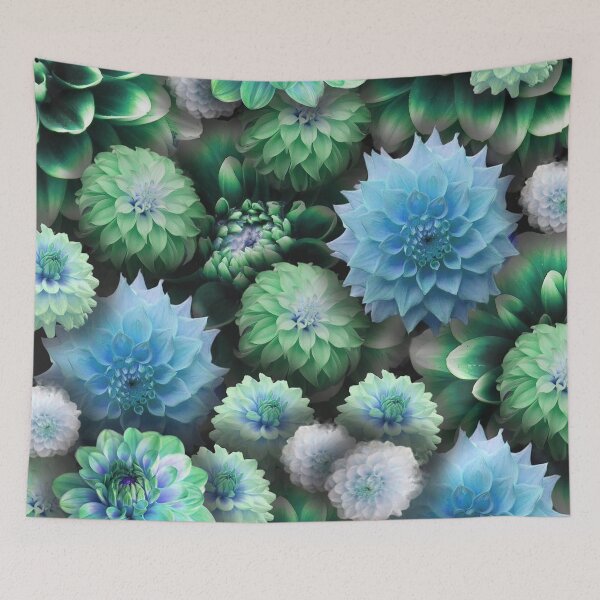 Item preview, Blue Green Dahlias designed and sold by bloomingvine.