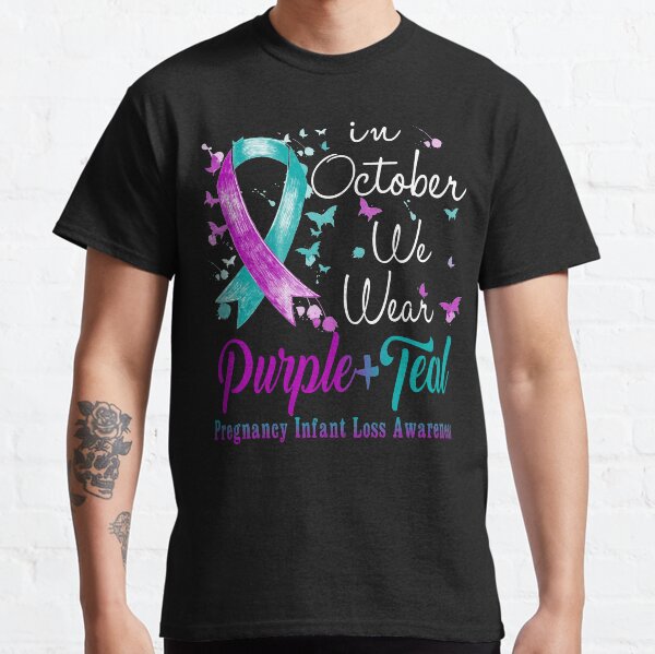 Item preview, In October We Wear Purple & Teal Ribbon Pregnancy Infant Loss Awareness designed and sold by largellie.