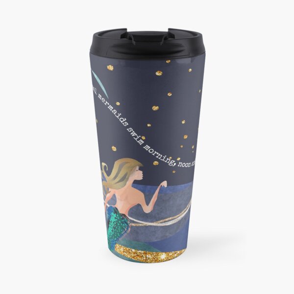 Calling all wild open water swimming, winter bathers. Born to swim mermaid design for swimmer lovers. Caroline Laursen Original Travel Mug