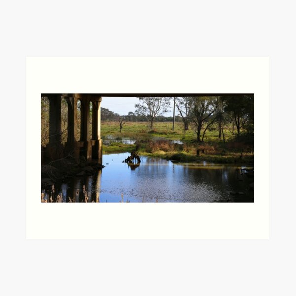 Pillars and river Art Print