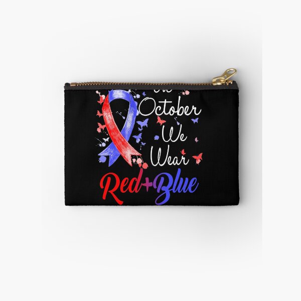 Item preview, In October We Wear Red & Blue Ribbon Pulmonary Fibrosis Awareness designed and sold by largellie.