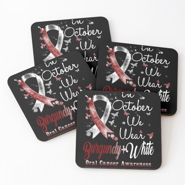 Item preview, In October We Wear Burgundy & White Ribbon Oral Cancer Awareness designed and sold by largellie.