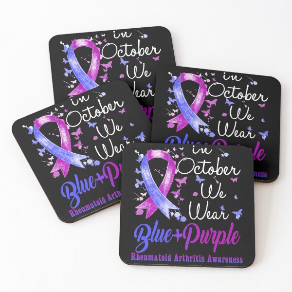 Item preview, In October We Wear Blue & Purple Ribbon Rheumatoid Arthritis Awareness designed and sold by largellie.