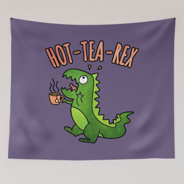 Item preview, Hot Tea Rex Funny Cute Dinosaur Pun (Light Green) designed and sold by jufiokart.