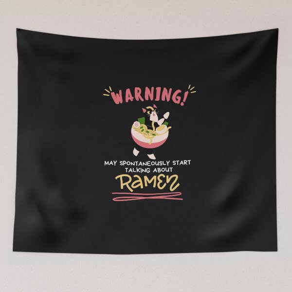 Item preview, Warning May Spontaneously Start Talking About Ramen White Font Black - Cute Cat, Funny Foodie designed and sold by Teetee94.
