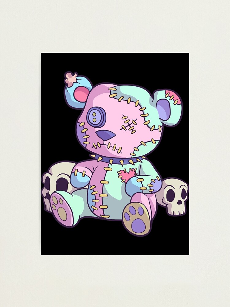 Creepy Teddy Bear Kawaii Pink Pastel Goth Cute Anime Lover | Photographic  Print