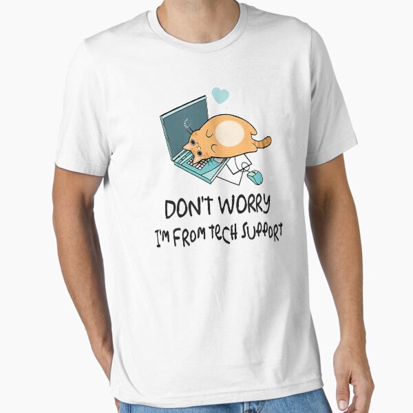 Item preview, Funny Saying Im From Tech Support Cute Cat With Computer T-Shirt designed and sold by tinhpham.
