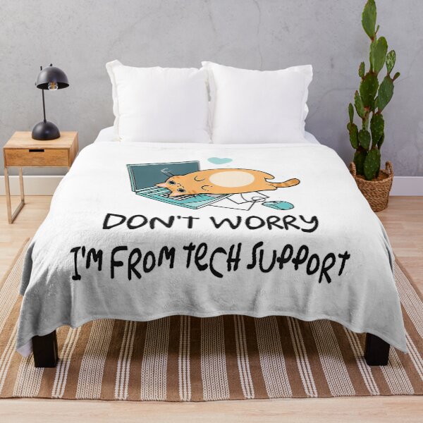 Item preview, Funny Saying Im From Tech Support Cute Cat With Computer T-Shirt designed and sold by tinhpham.