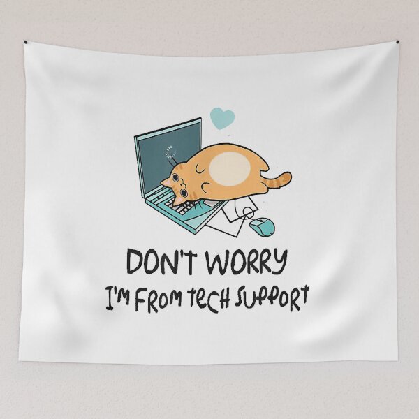Item preview, Funny Saying Im From Tech Support Cute Cat With Computer T-Shirt designed and sold by tinhpham.