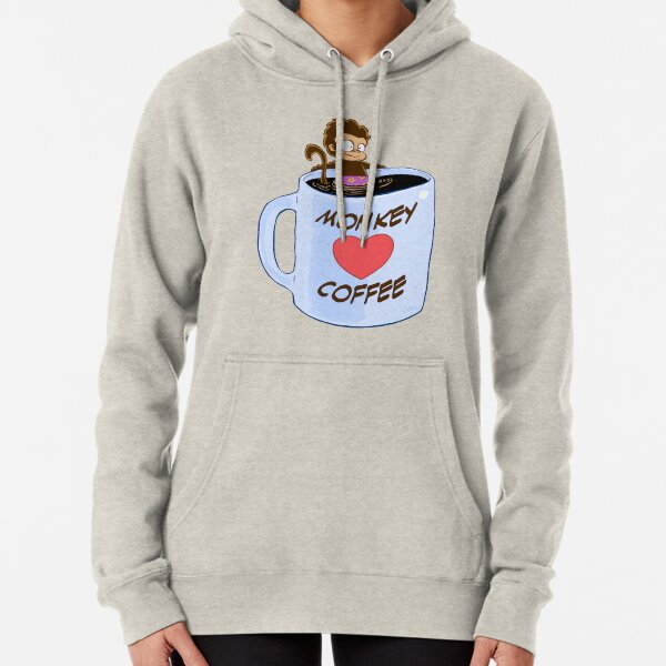 Monkey Heart Coffee Pullover Hoodie
