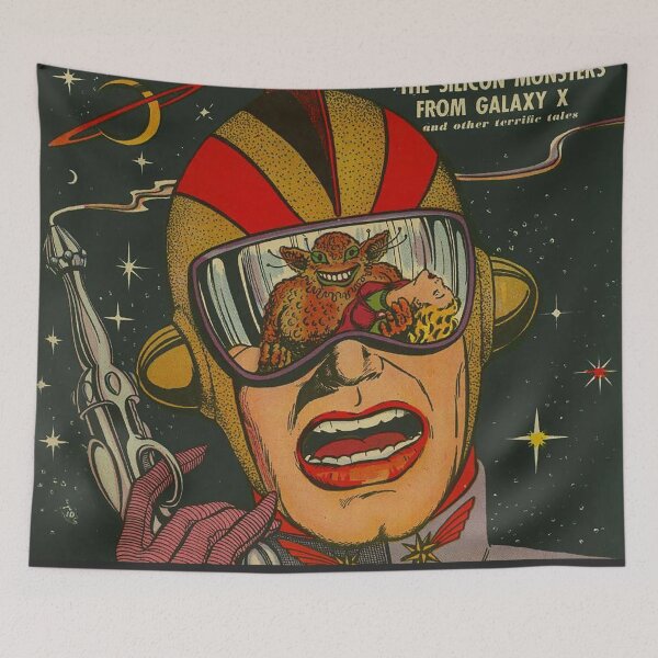 Item preview, Space Action Vintage Comic Book, Ray gun, Alien Monster, Rocket ship, outer space, universe, astronaut, space suit designed and sold by Nostrathomas66.