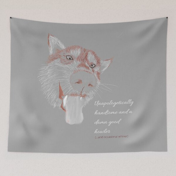 Item preview, Unapologetically handsome funny malamute tongue-out quote designed and sold by Lizzysszhou.