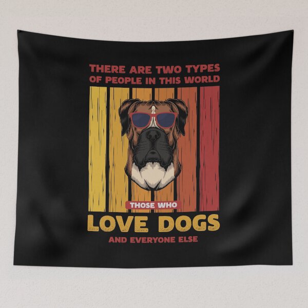 Item preview, Perro boxer retro dos tipos de personas designed and sold by Uppercase Tees.