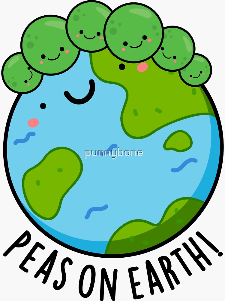 Peas On Earth Cute Veggie Peace Pun Sticker For Sale By Punnybone