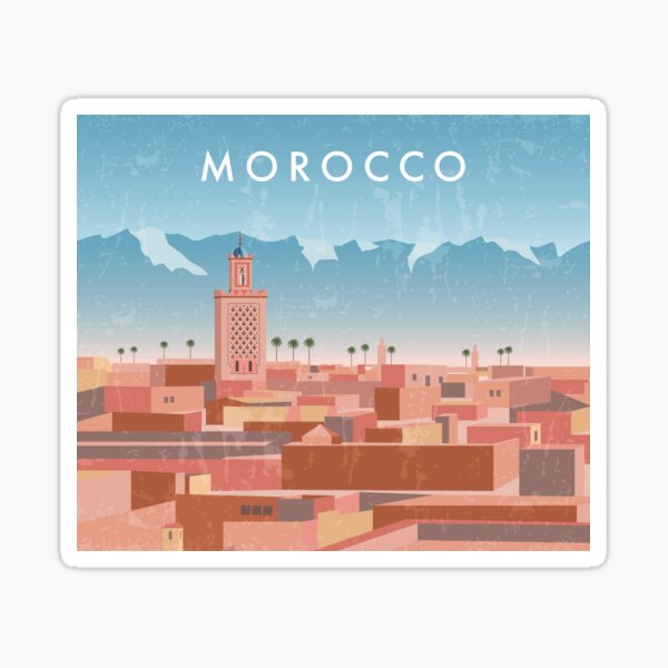Artikel-Vorschau von Marokko, Marrakesch - minimalistisches Retro-Reiseposter, designt und verkauft von GreekTavern1979.