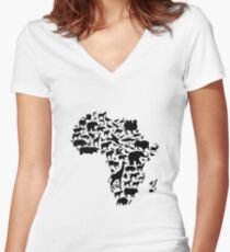 Animals of Africa Women's Fitted V-Neck T-Shirt