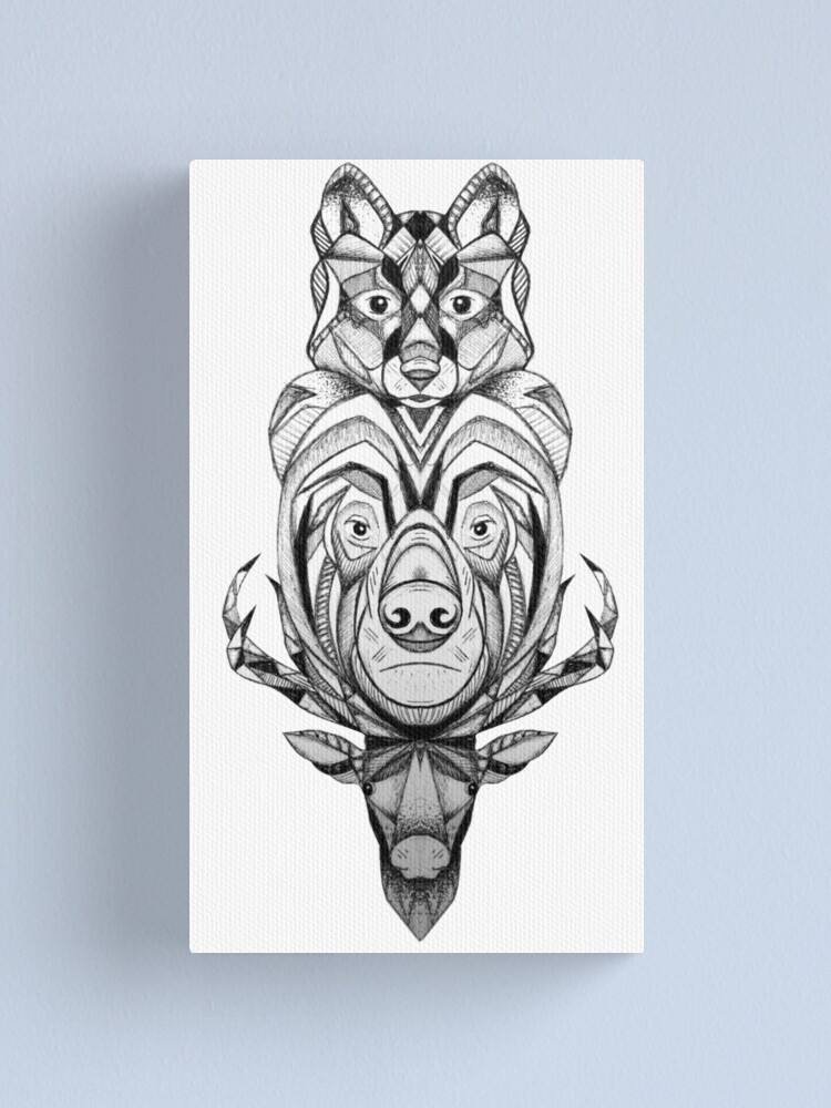 50+ Wolf Totem Pole Drawing Easy Pics