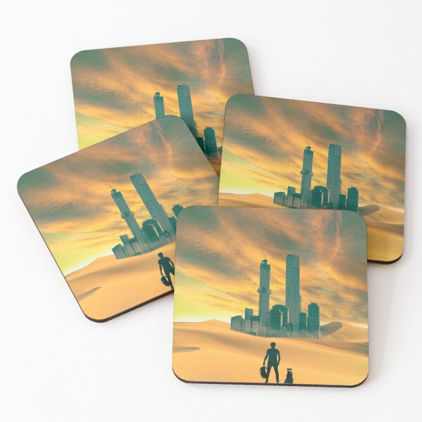 Item preview, Lost City Surreal Desert Post Apocalyptic Landscape moon space artwork designed and sold by LD ART.