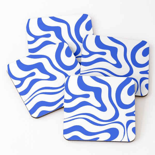Item preview, Retro Modern Liquid Swirl Abstract Pattern Square in Royal Blue and White designed and sold by kierkegaard.