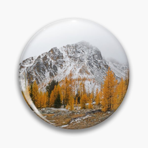 Item preview, Snowy mountain with Golden Larches designed and sold by birdsofthePNW.