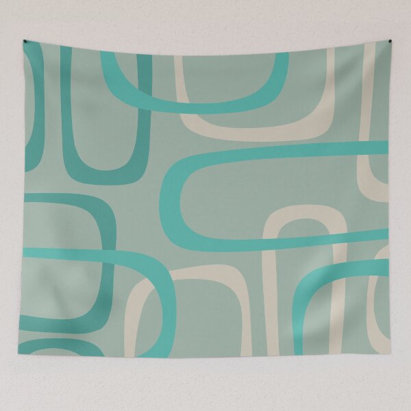 Item preview, Fine Loops Mid-Century Modern Minimalist Vintage Celadon Blue, Teal, and Buff designed and sold by kierkegaard.
