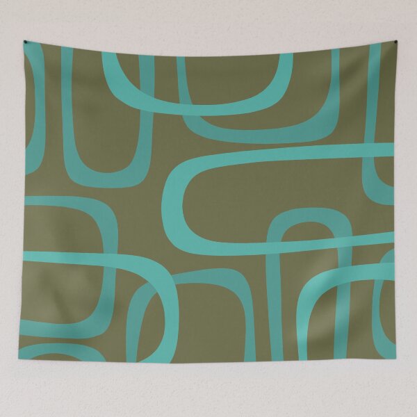 Item preview, Fine Loops Mid-Century Modern Minimalist Turquoise Teal and Olive Tree Green designed and sold by kierkegaard.