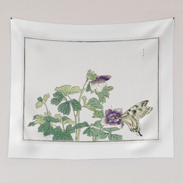 Item preview, Butterfly with flower illustration from Churui Gafu (1910) by Morimoto Toko designed and sold by LoudLizzy.
