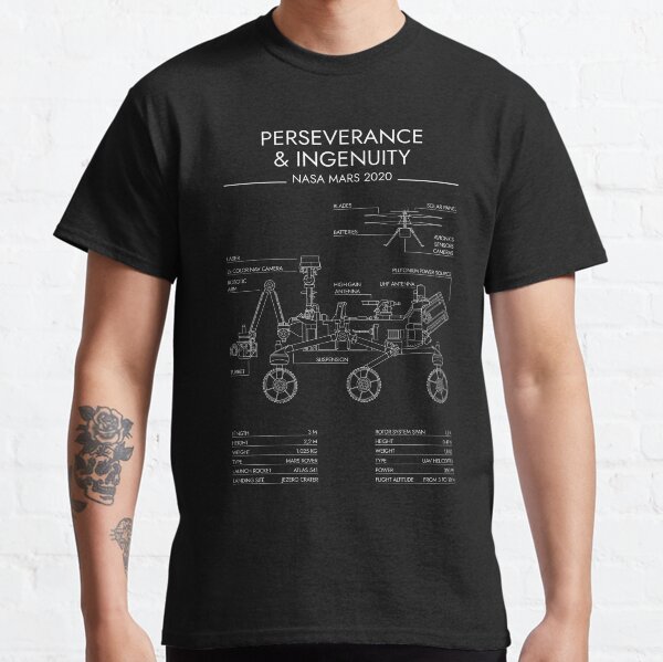 Perseverance & Ingenuity - MARS 2020 (White Stencil - No Background) Classic T-Shirt