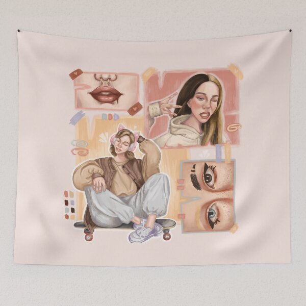 Item preview, Cute girl portrait collage designed and sold by darkmoonlight-.