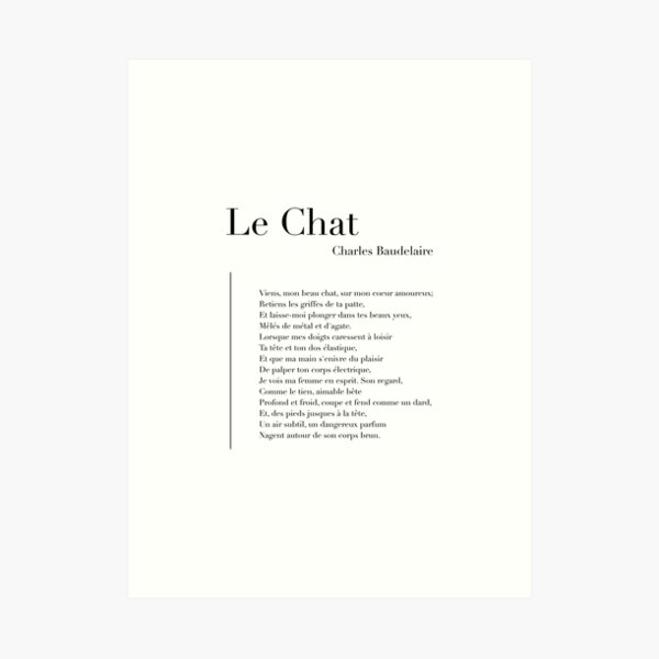 Le Chat By Charles Baudelaire Art Print For Sale By Wisemagpie Redbubble