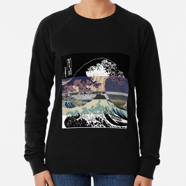 the great wave color glitch Lightweight Sweatshirt