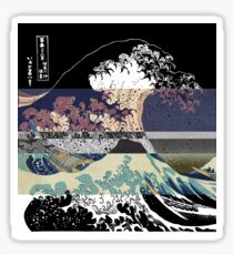 the great wave color glitch Sticker