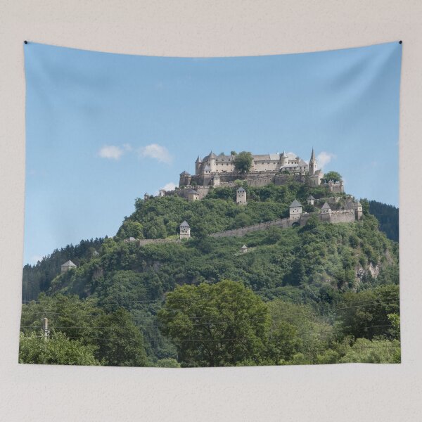 Item preview, Burg Hochosterwitz. A shot on the move from the driver window of an electric car. Sunny summer day. POV first person view shot on a mountain road. Austria designed and sold by Maurizio Fabbroni.