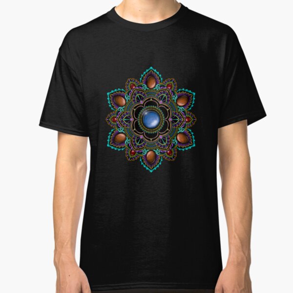 Purple and Teal Mandala with Gemstones Classic T-Shirt