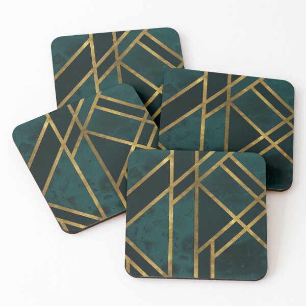 Item preview, Deep Teal and Gold Art Deco designed and sold by AmbienceArt.