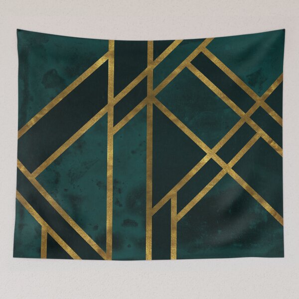 Item preview, Deep Teal and Gold Art Deco designed and sold by AmbienceArt.